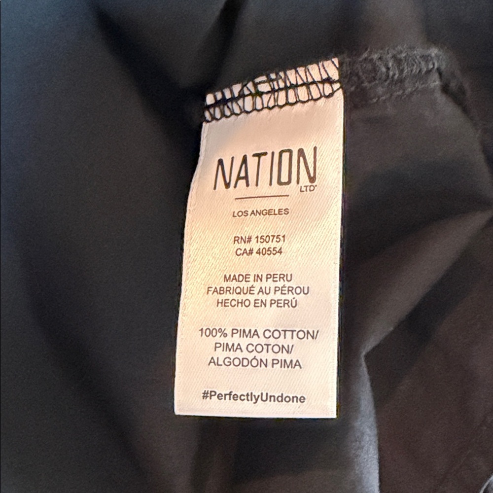 Nation LTD Geneva Blouse in Black Button-Front Pima Cotton - Picture 3 of 6